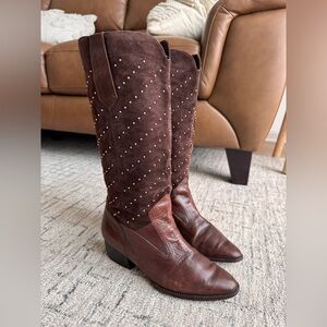 Vintage Vaneli leather/suede studded boots size 9